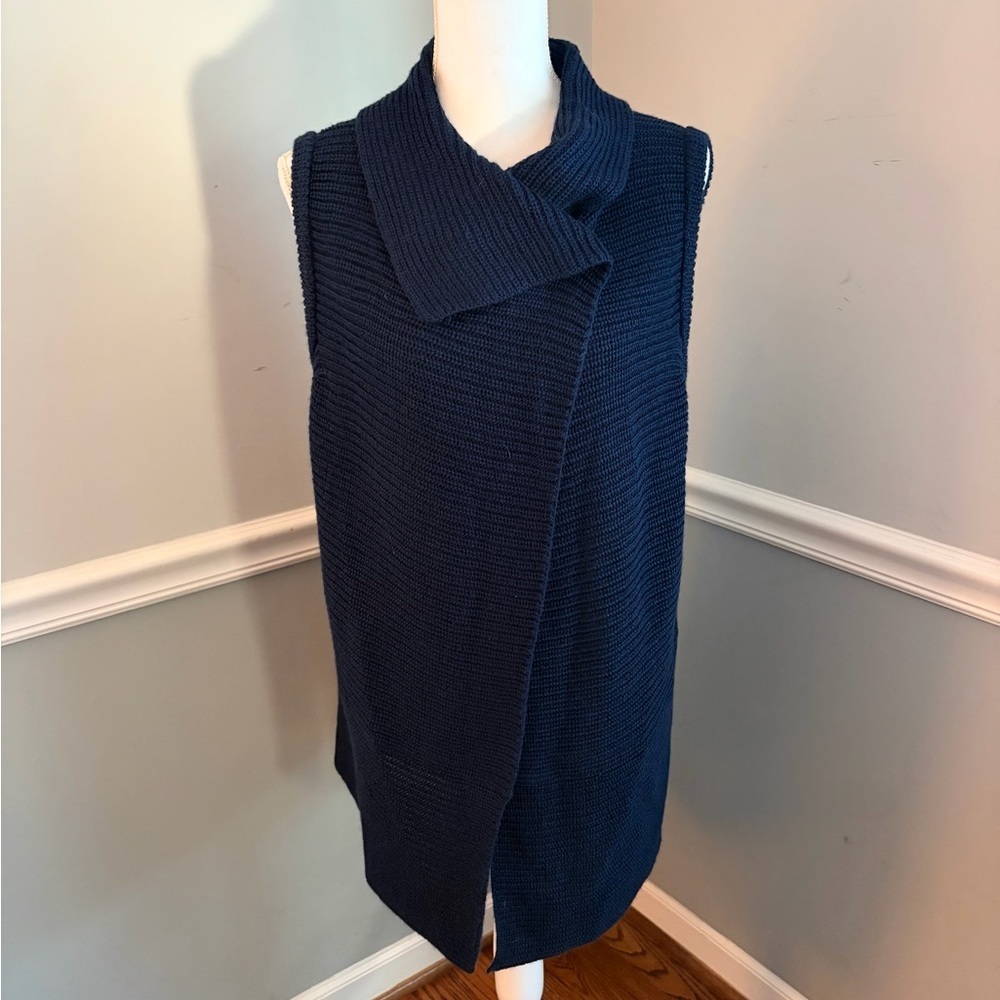 Chico’s Johanna Navy Sleeveless Sweater Vest Open Front Wool Blend Size 3 NWT - Picture 3 of 10